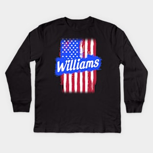 American Flag Williams Family Gift T-shirt For Men Women, Surname Last Name Kids Long Sleeve T-Shirt